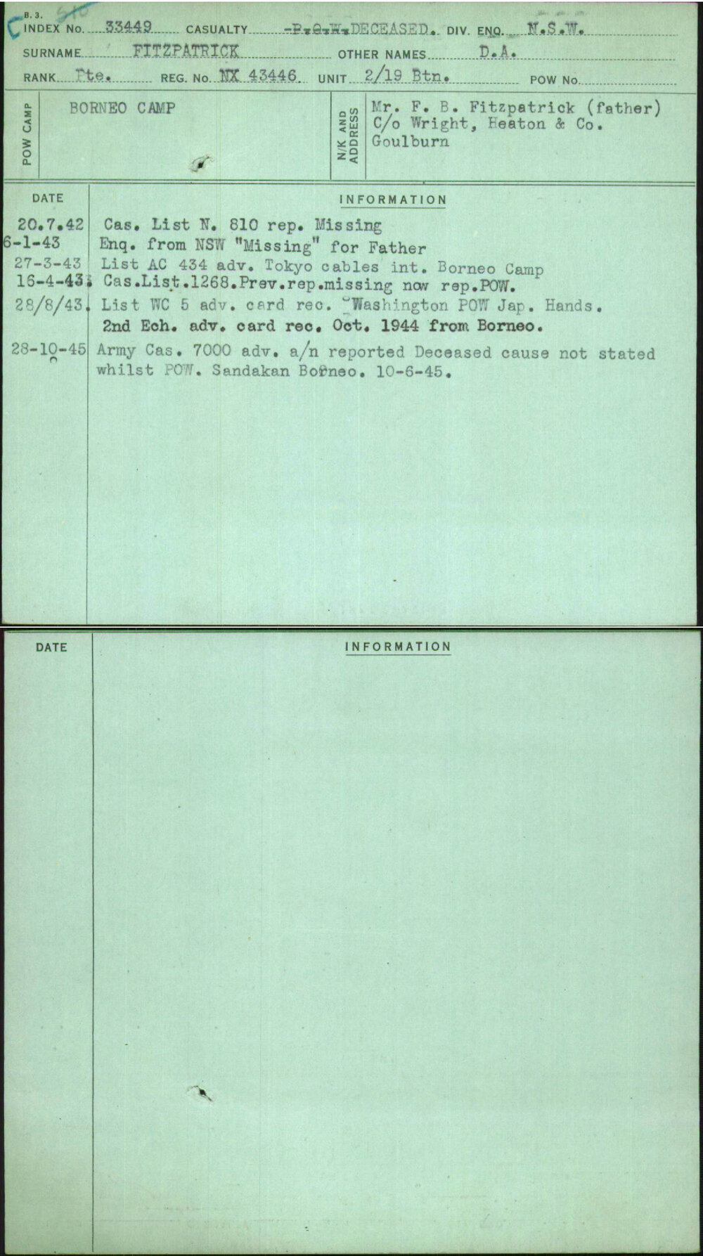 Fitzpatrick, D A, NX43446