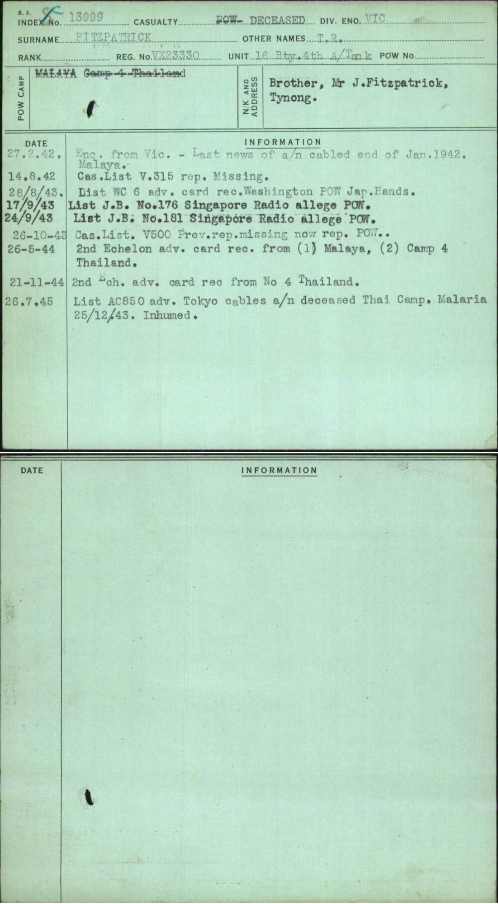 Fitzpatrick, T R, VX23330