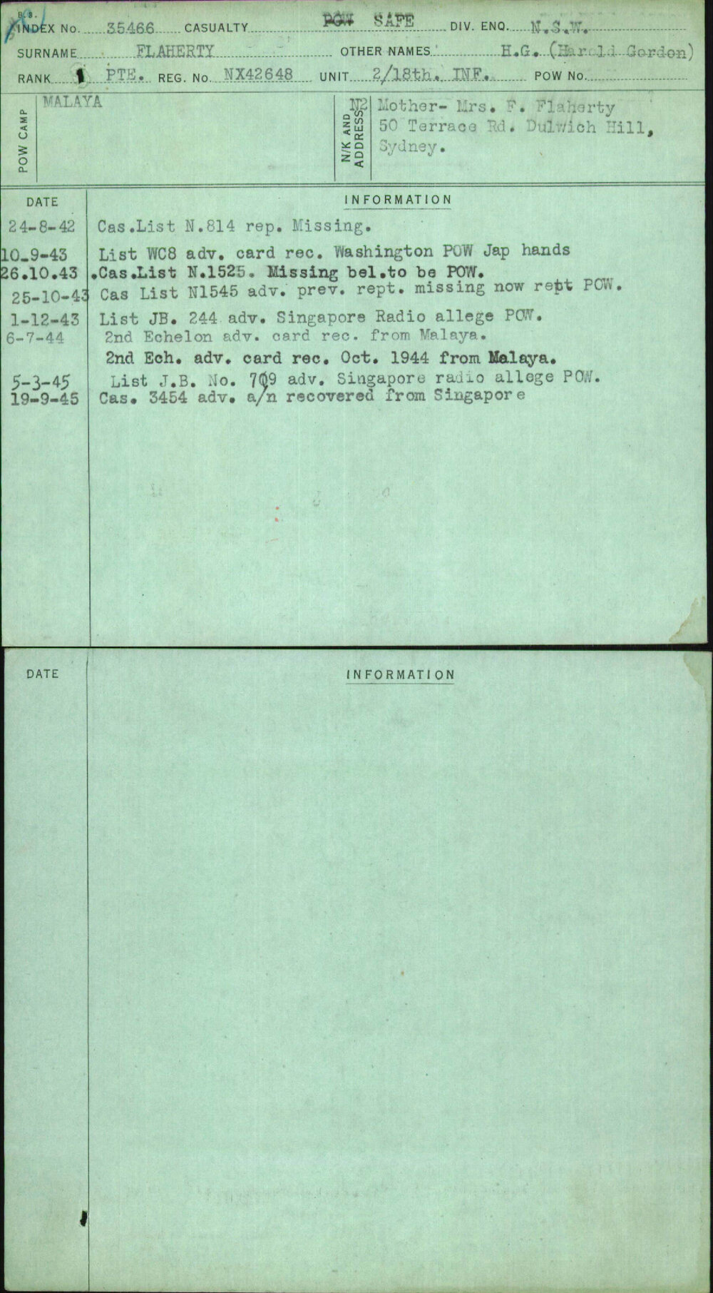 Flaherty, H G (Harold Gordon), NX42648