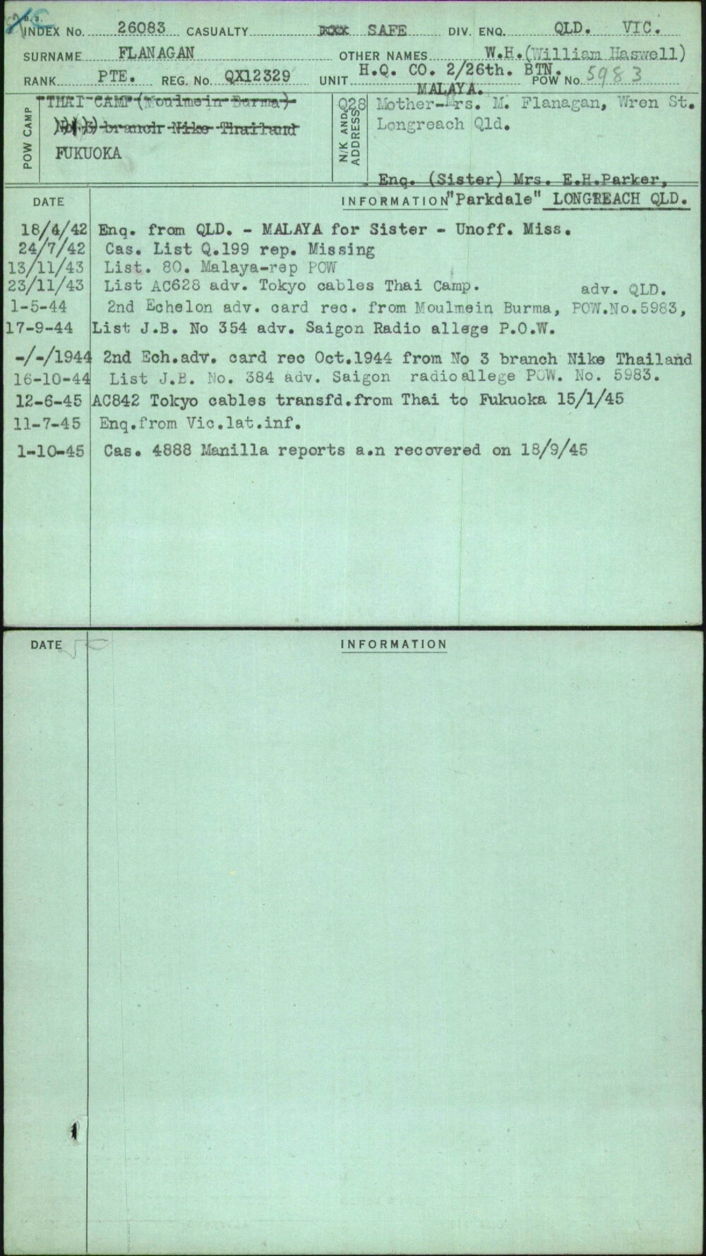 Flanagan, W H (William Haswell), QX12329