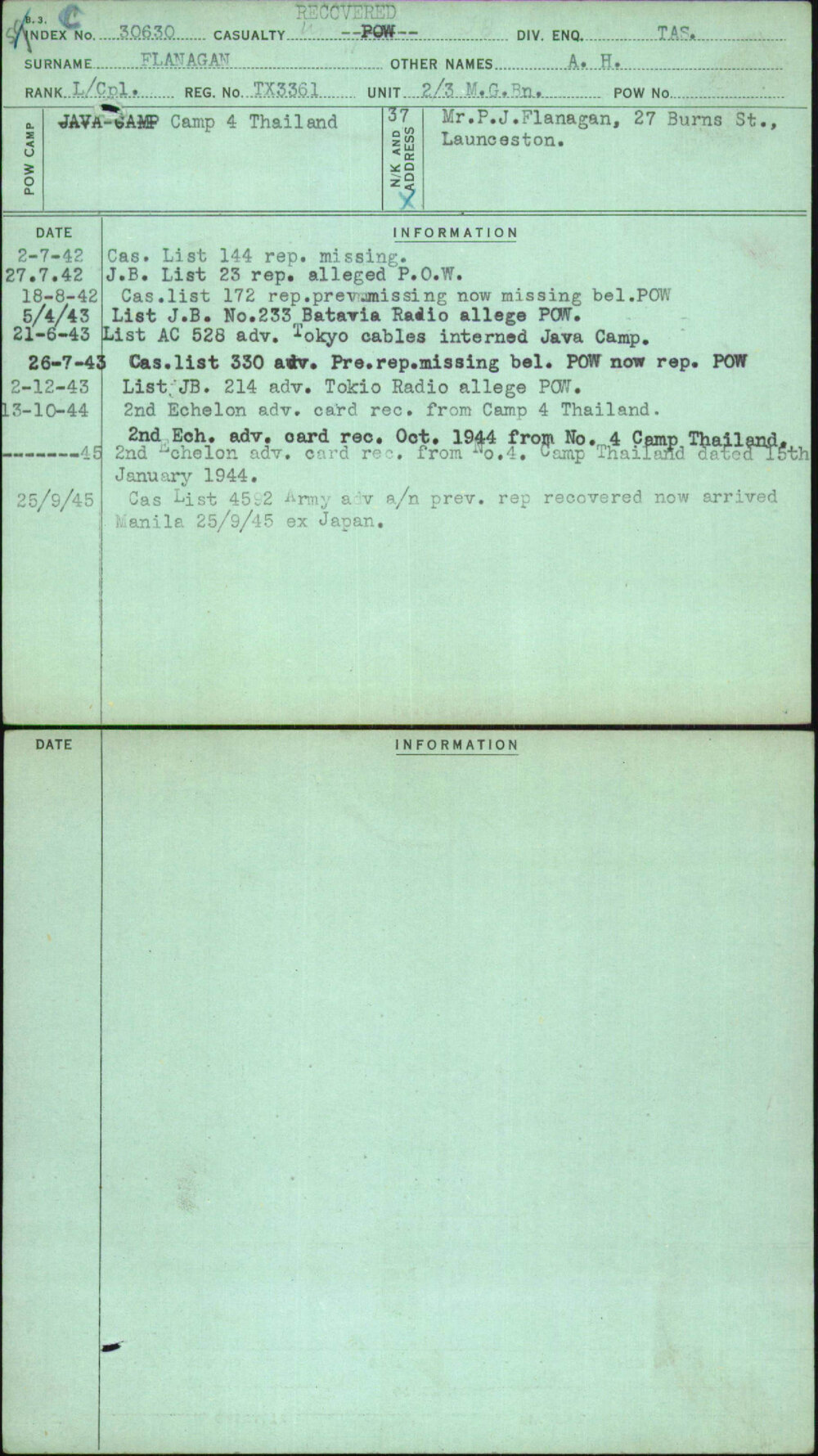 Flanagan, A H, TX3361