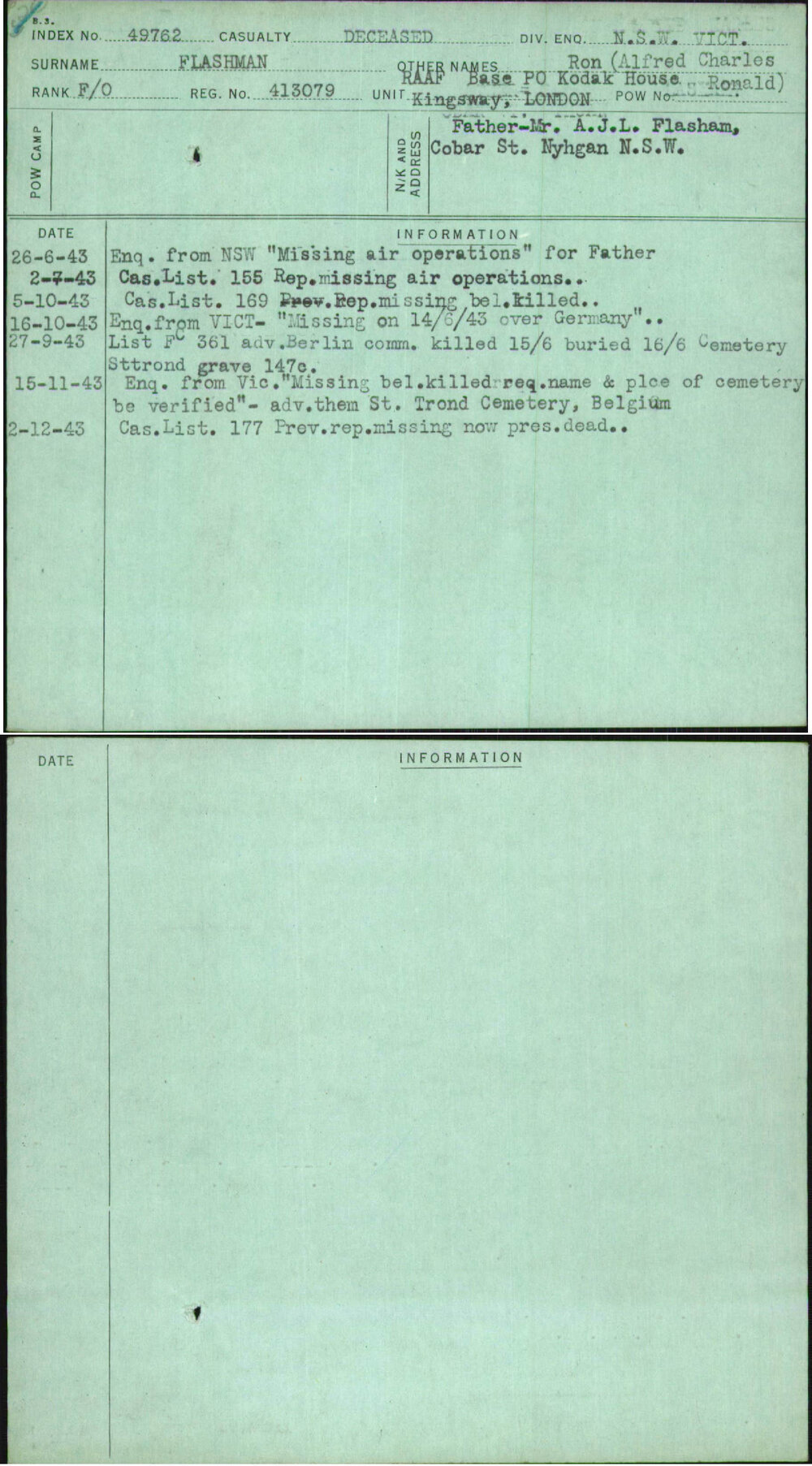 Flashman, Ron (Alfred Charles Ronald), 413079