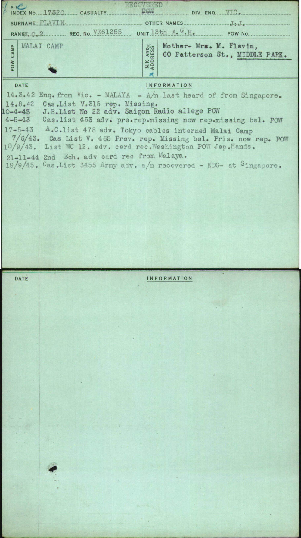 Flavin, J J, VX61255