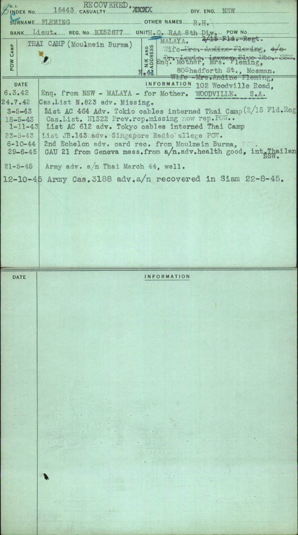 Fleming, R H, NX52677