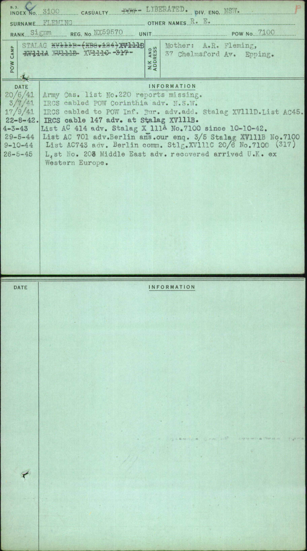 Fleming, R E, NX59570