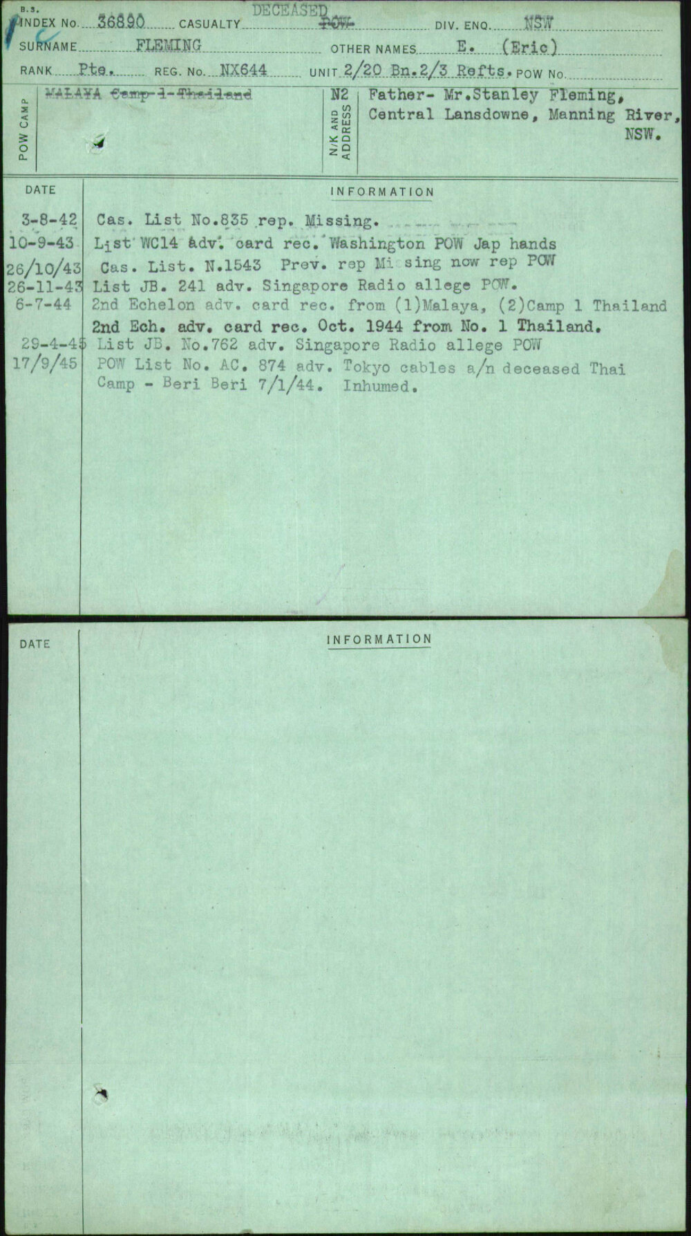 Fleming, E (Eric), NX644