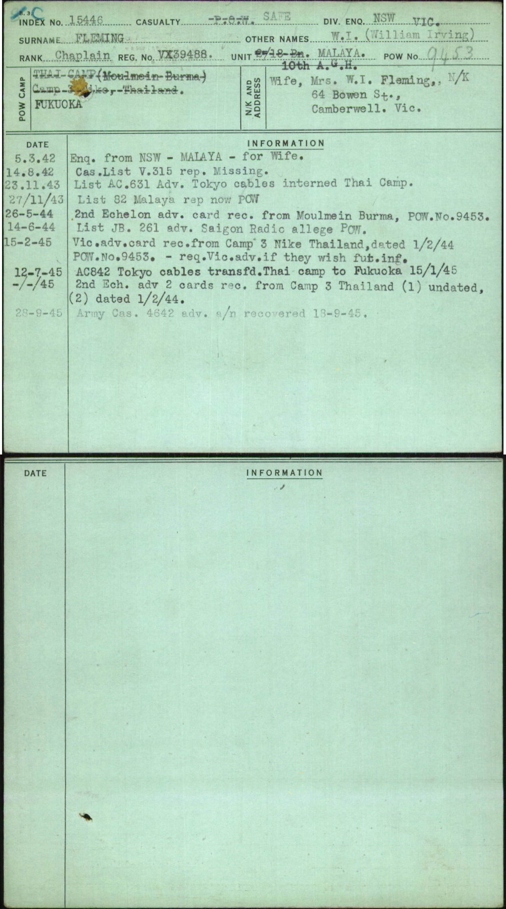Fleming, W I (William Irving), VX39488