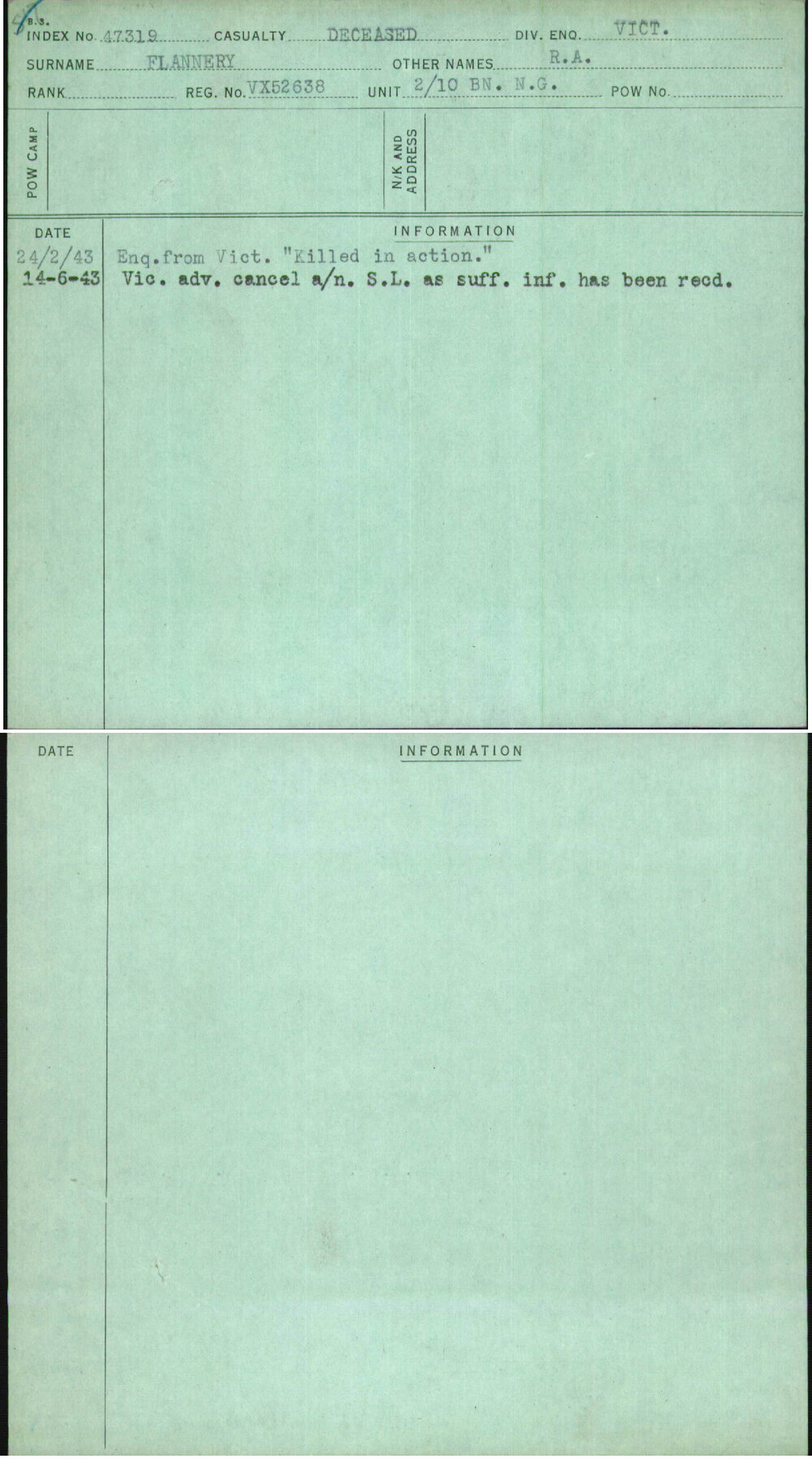 Flannery, R A, VX52638