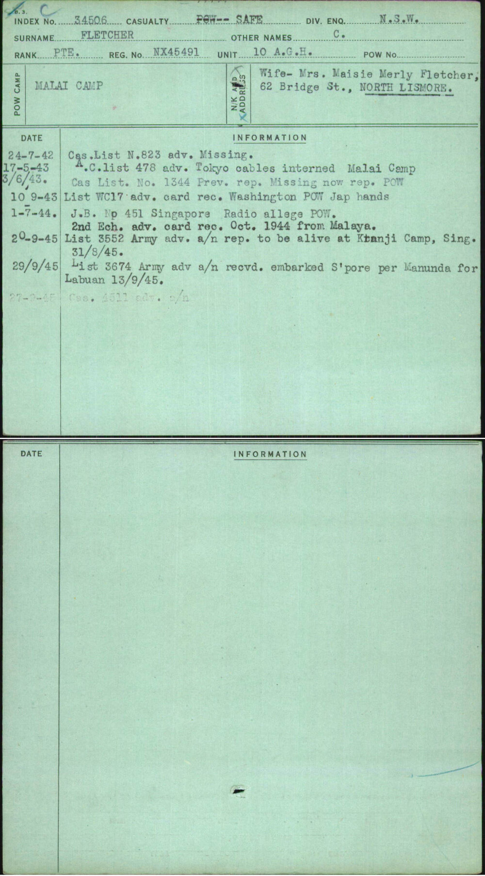 Fletcher, C, NX45491