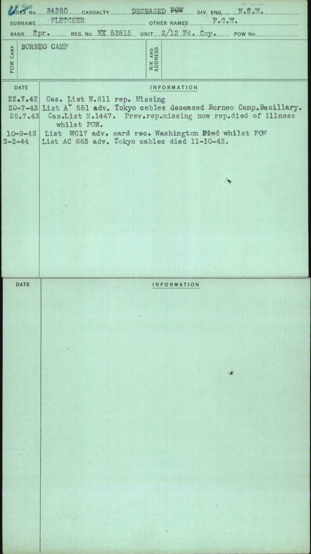 Fletcher, F G W, NX53515