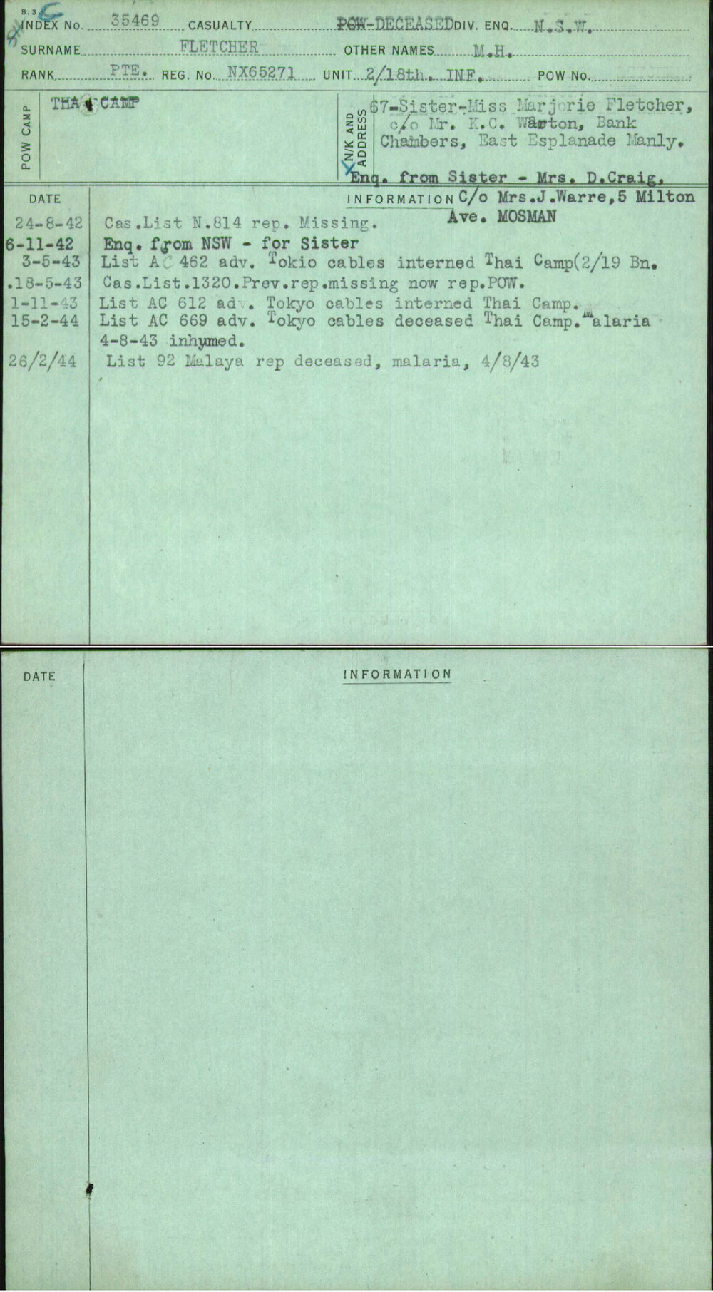 Fletcher, M H, NX65271