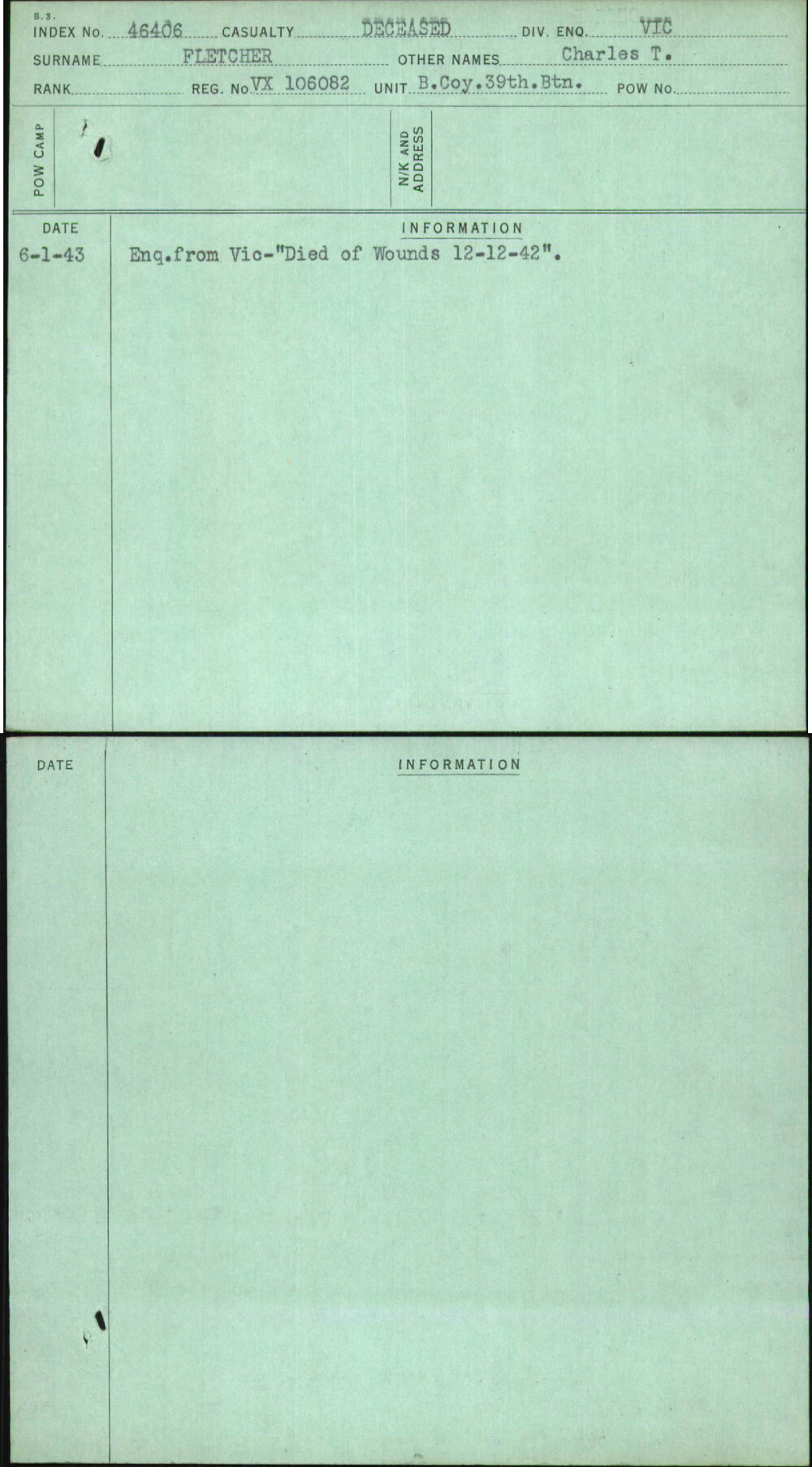 Fletcher, Charles T, VX106082