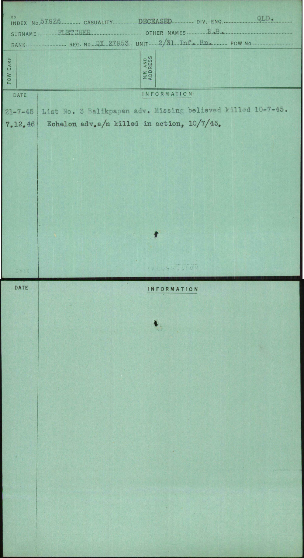 Fletcher, R B, QX27953
