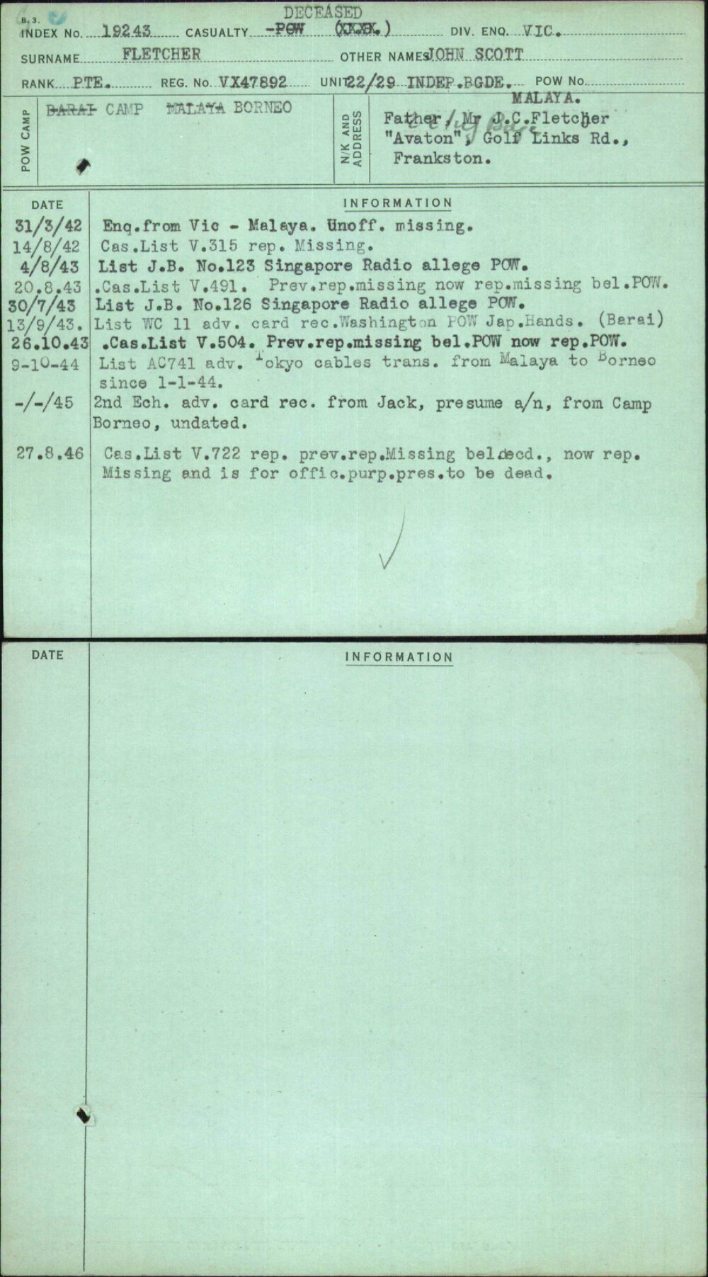 Fletcher, John Scott, VX47892