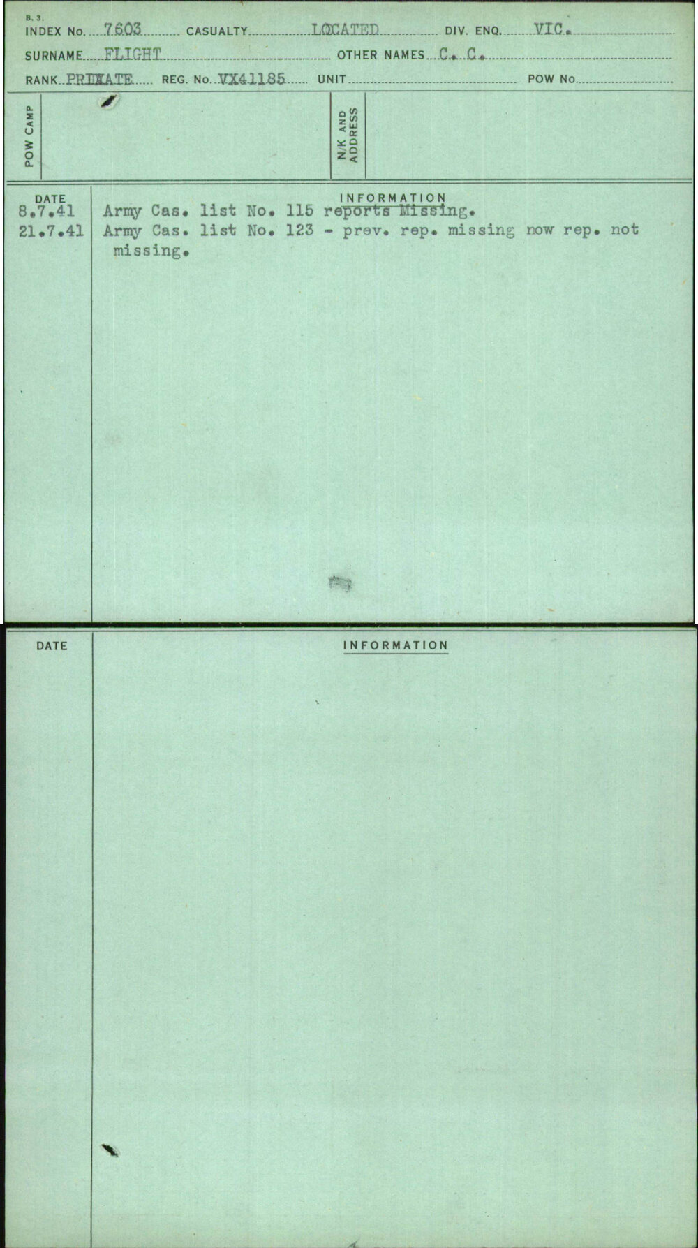 Flight, C C, VX41185