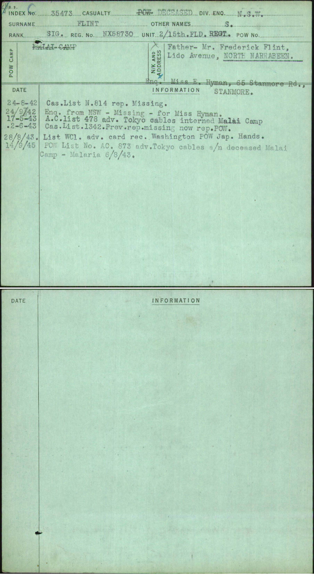 Flint, S, NX58730