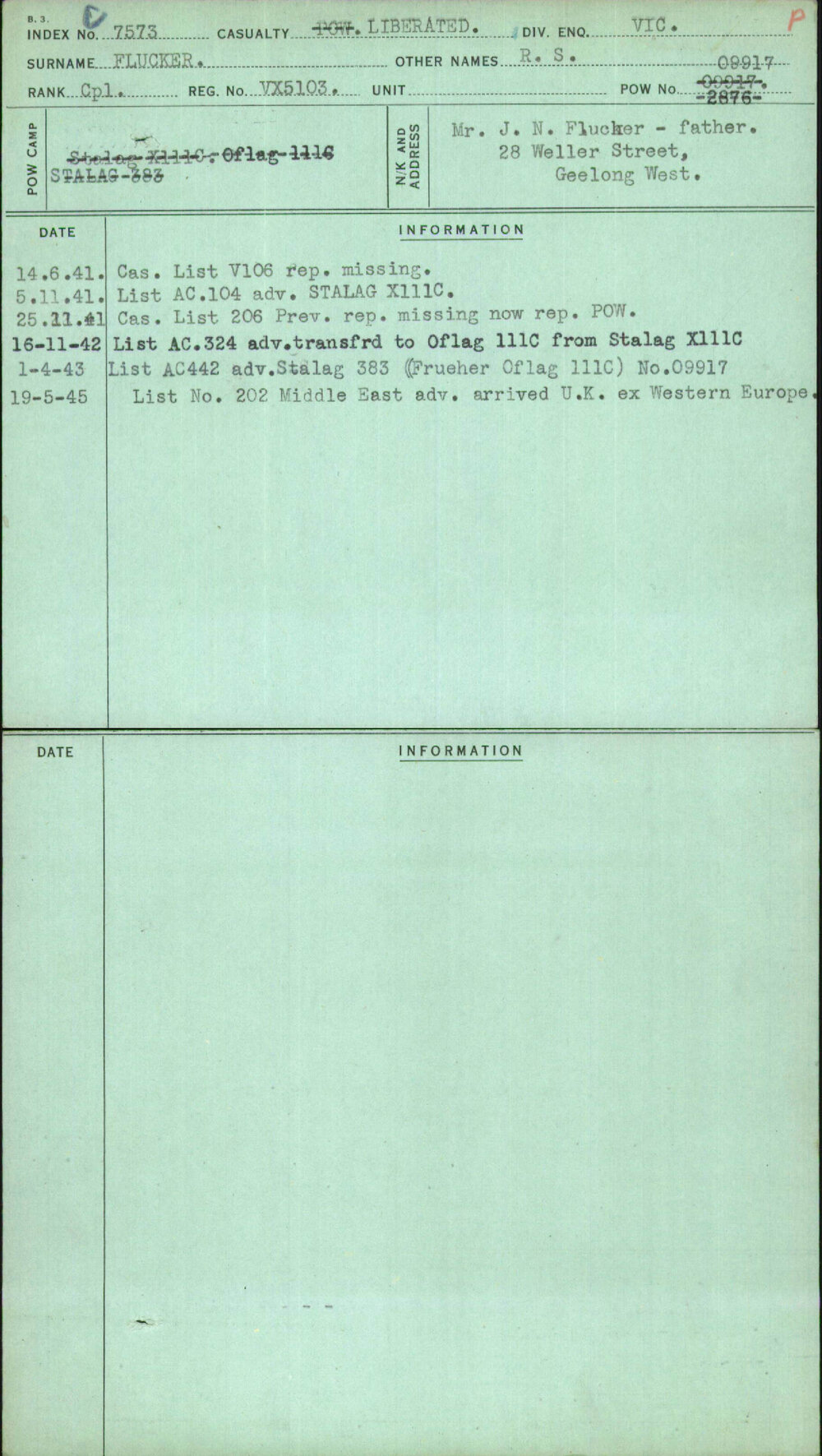 Flucker, R S, VX5103