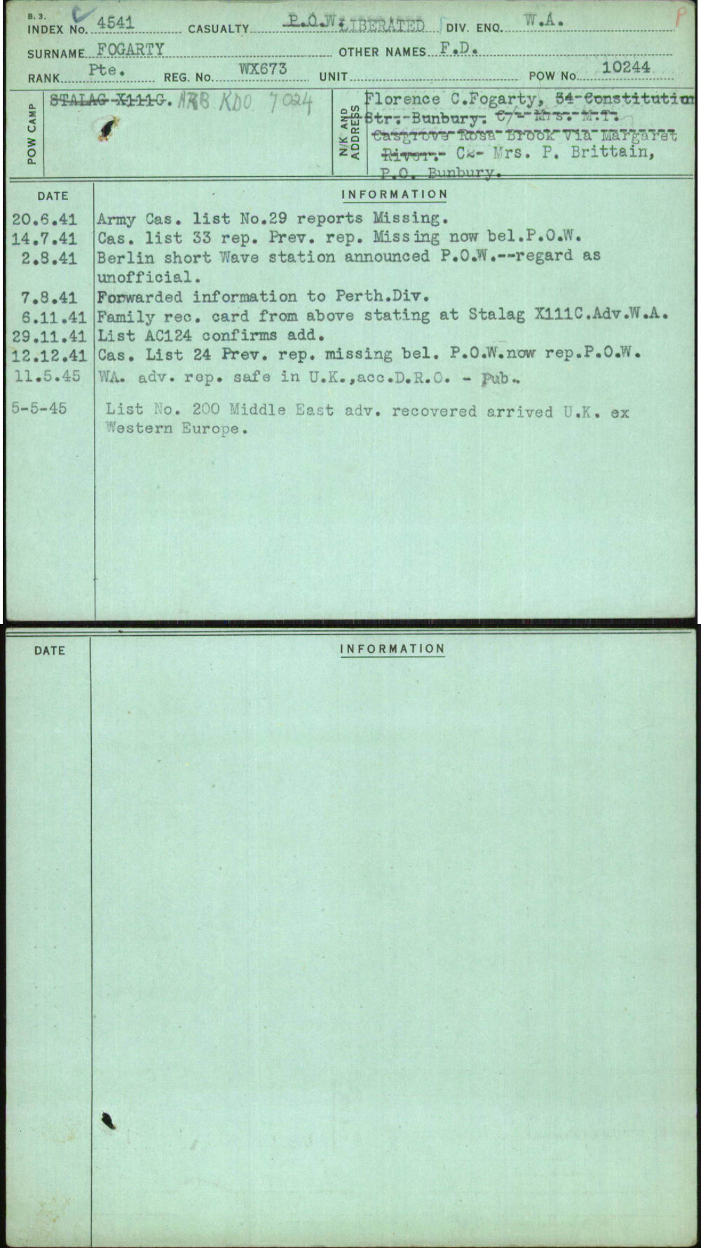 Fogarty, F D, WX673