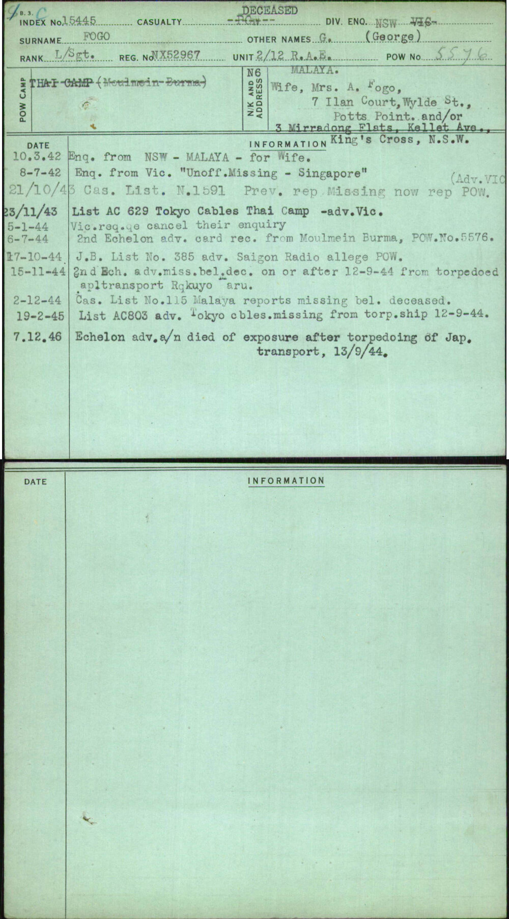 Fogo, G (George), NX52967