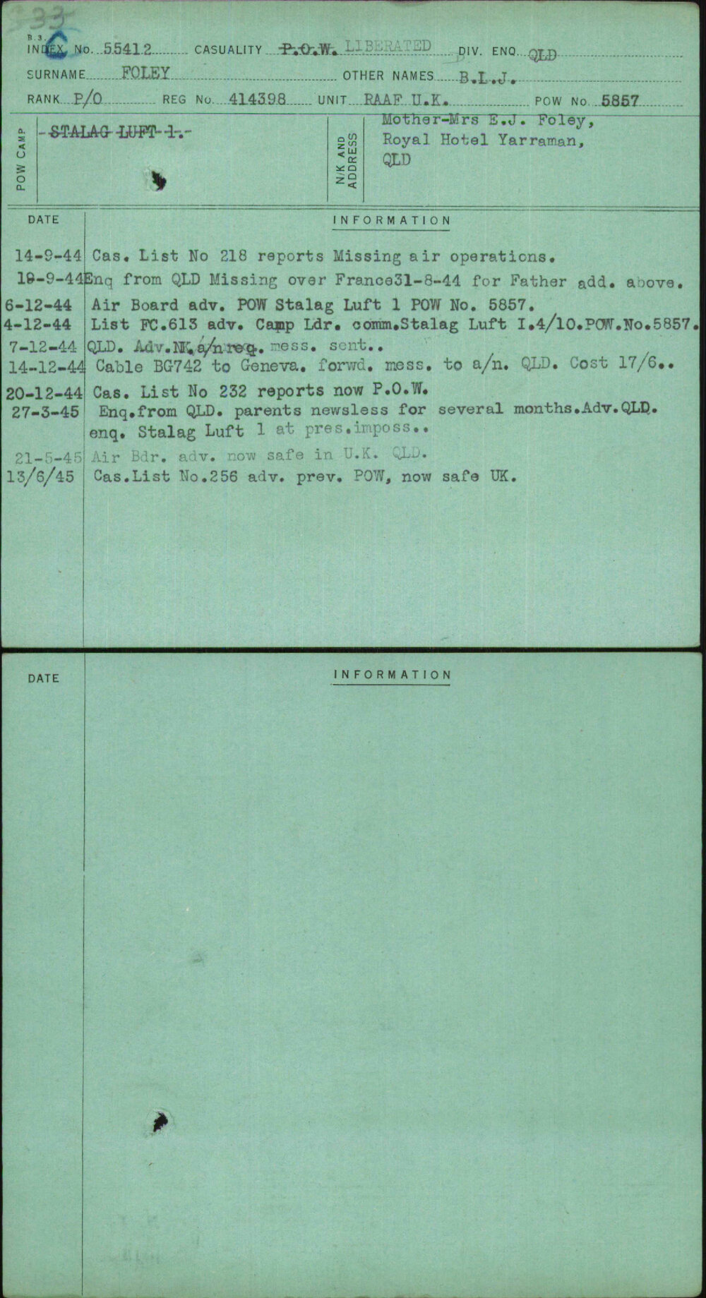 Foley, B L J, 414398