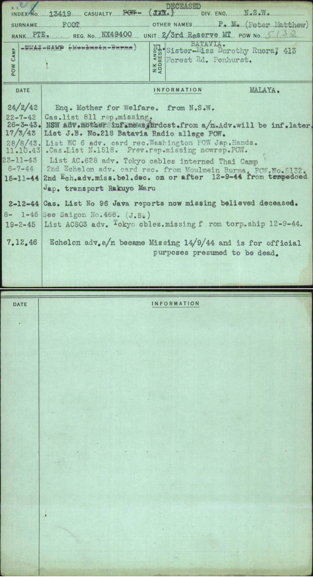 Foot, P M (Peter Matthew), NX49400