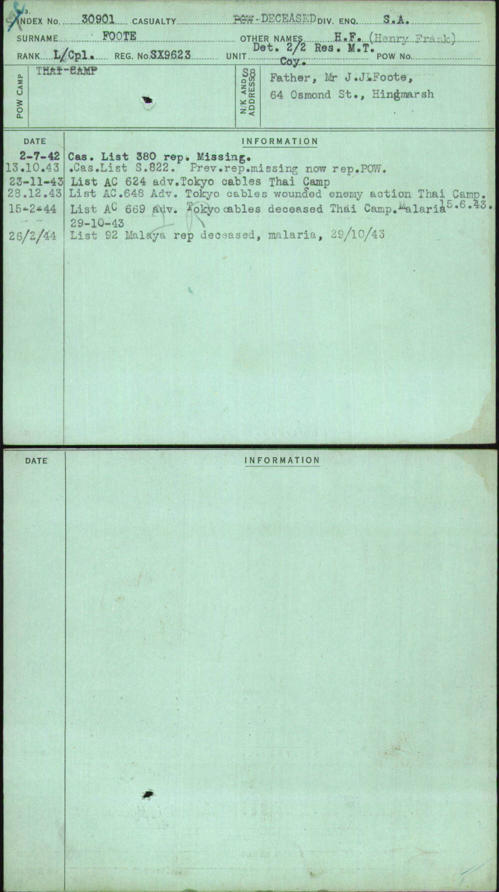 Foote, H F (Henry Frank), SX9623