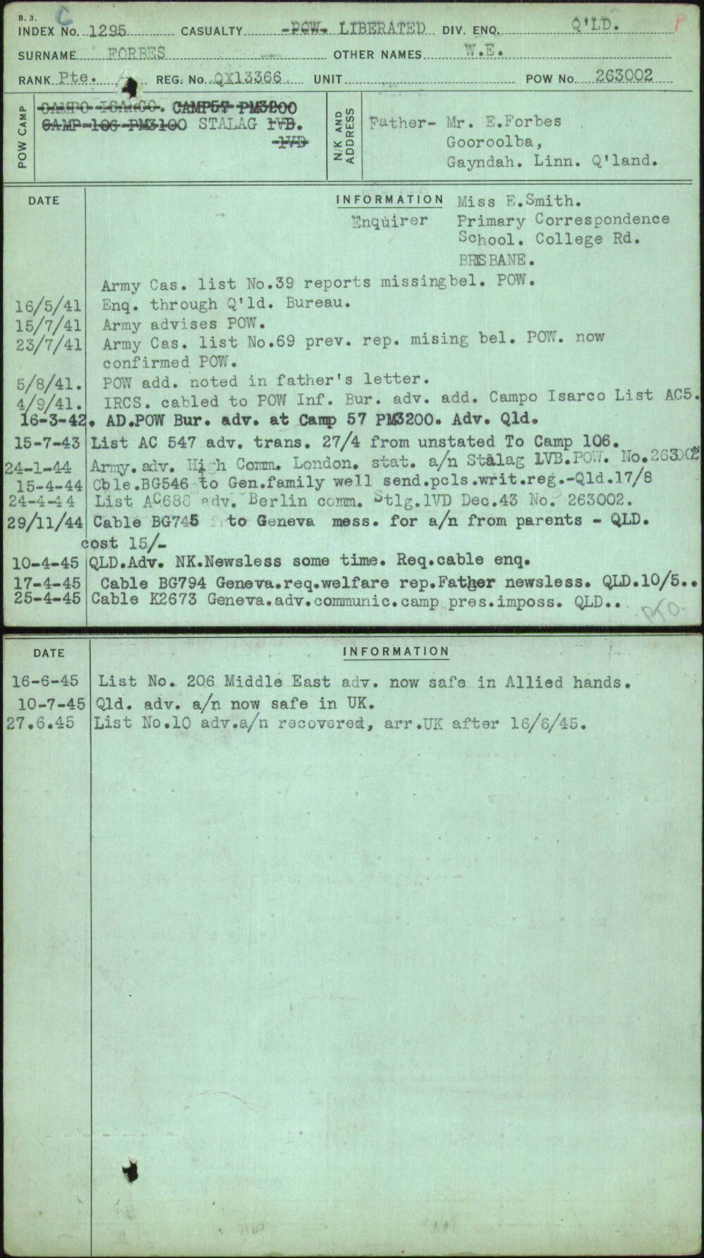 Forbes, W E, QX13366