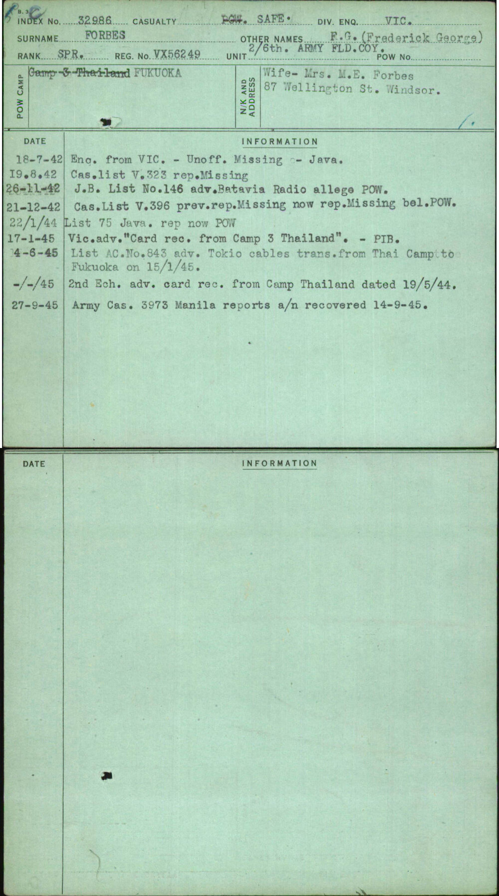 Forbes, F G (Frederick George), VX56249