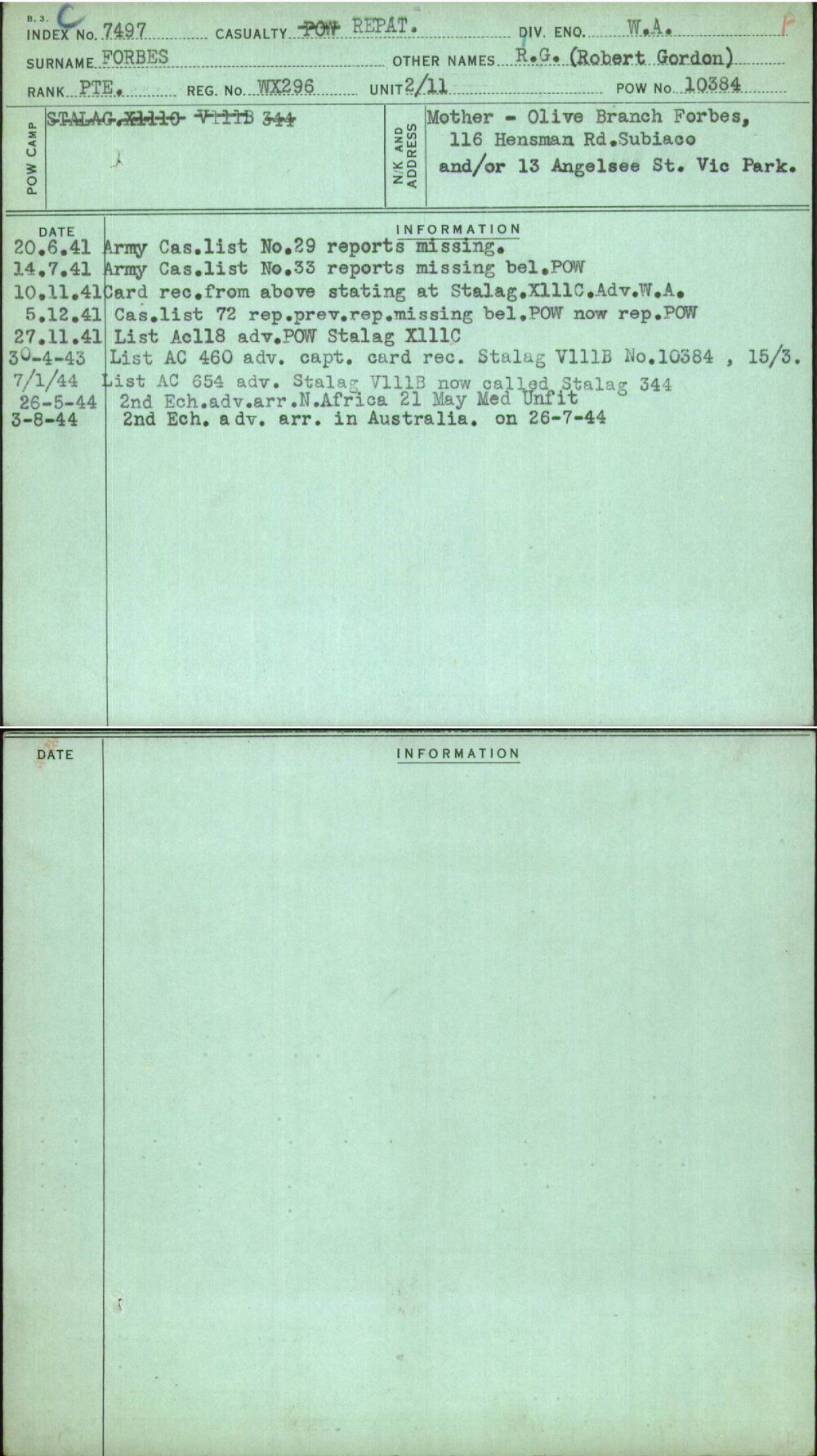 Forbes, R G (Robert Gordon), WX296