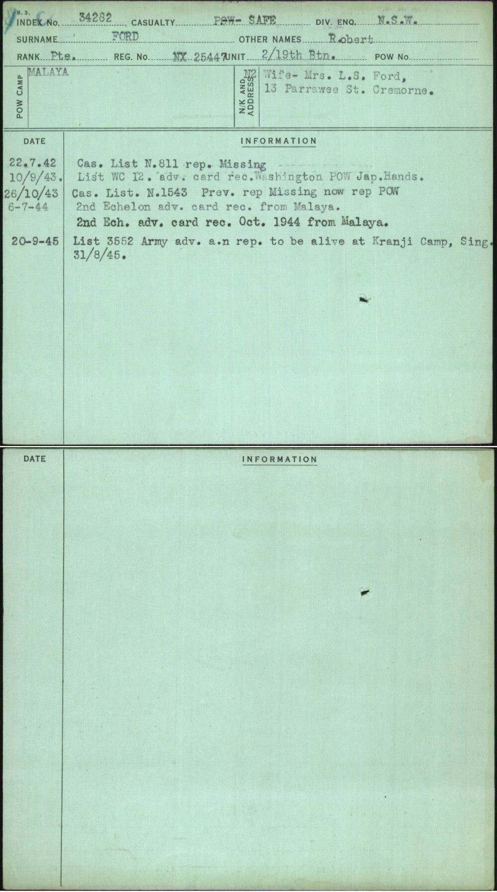 Ford, Robert, NX25447