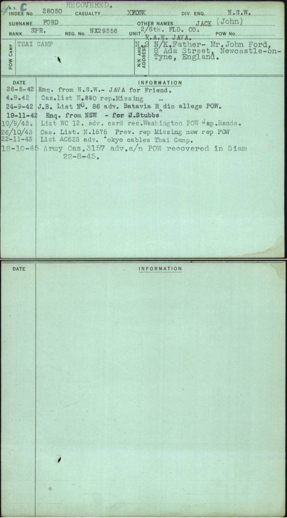 Ford, Jack (John), NX29356
