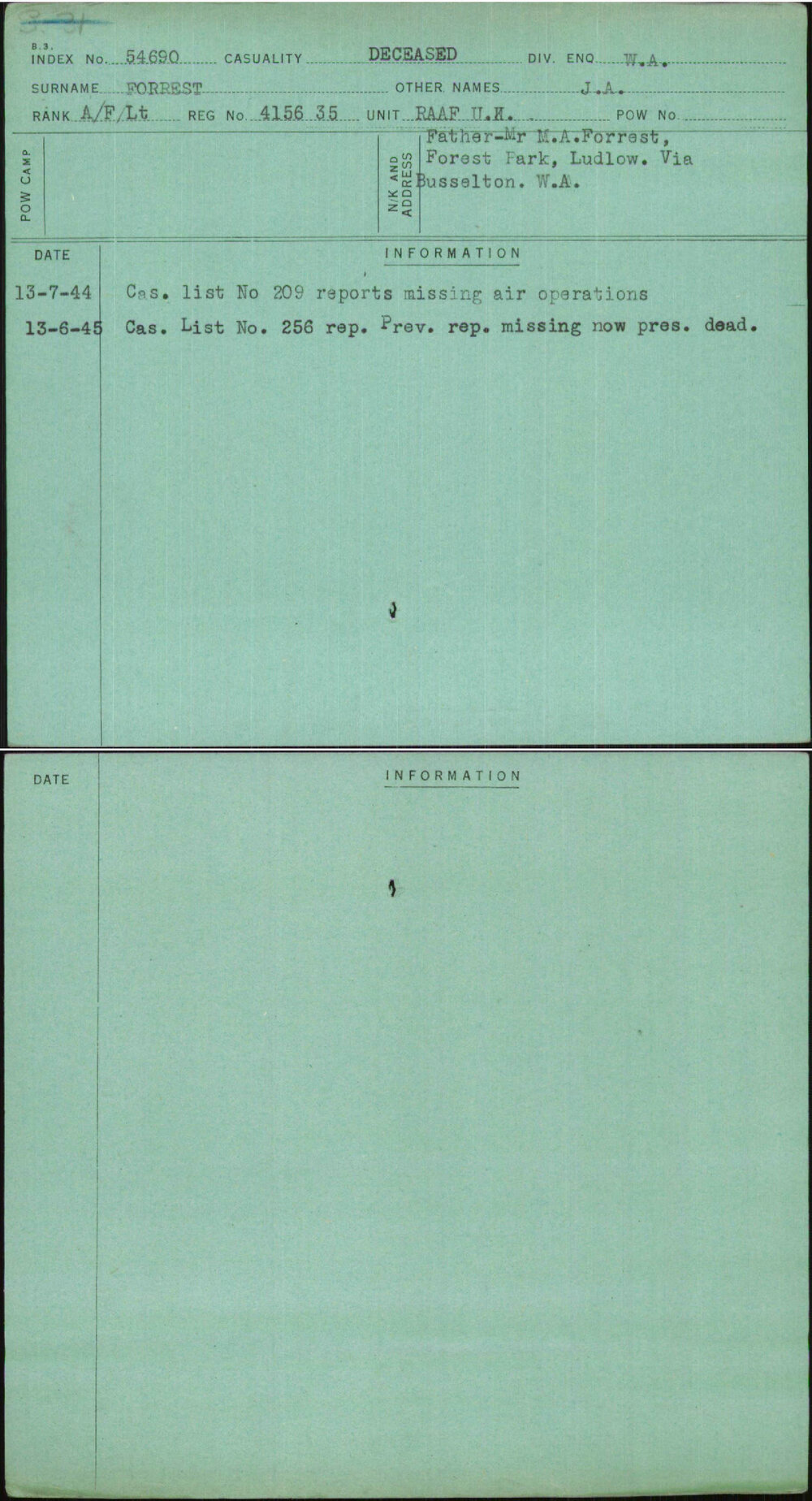 Forrest, J A, 415635