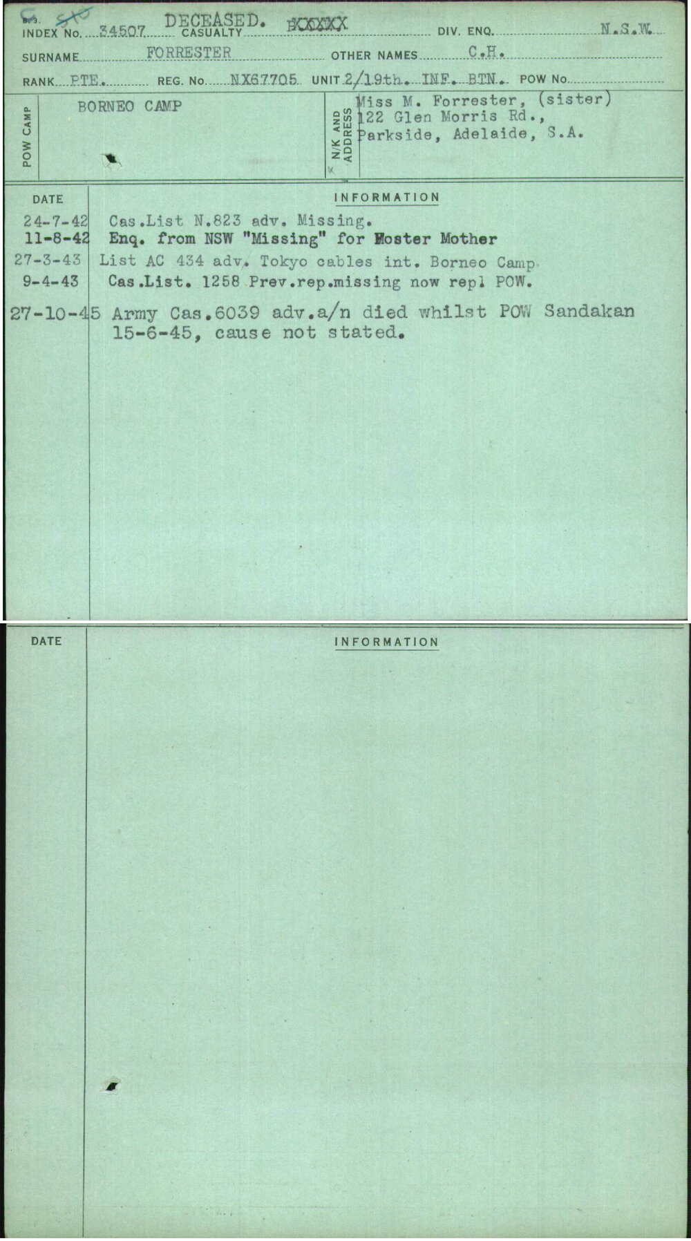 Forrester, C H, NX67705