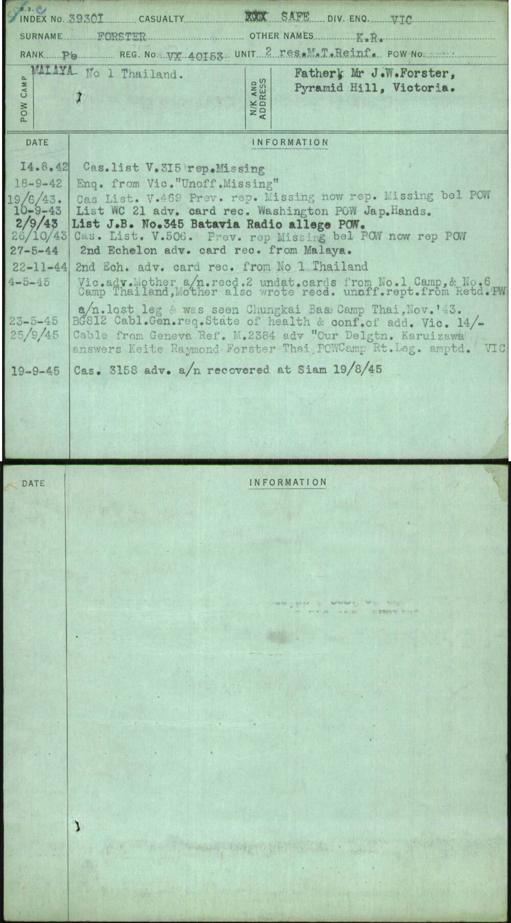 Forster, K R, VX40153