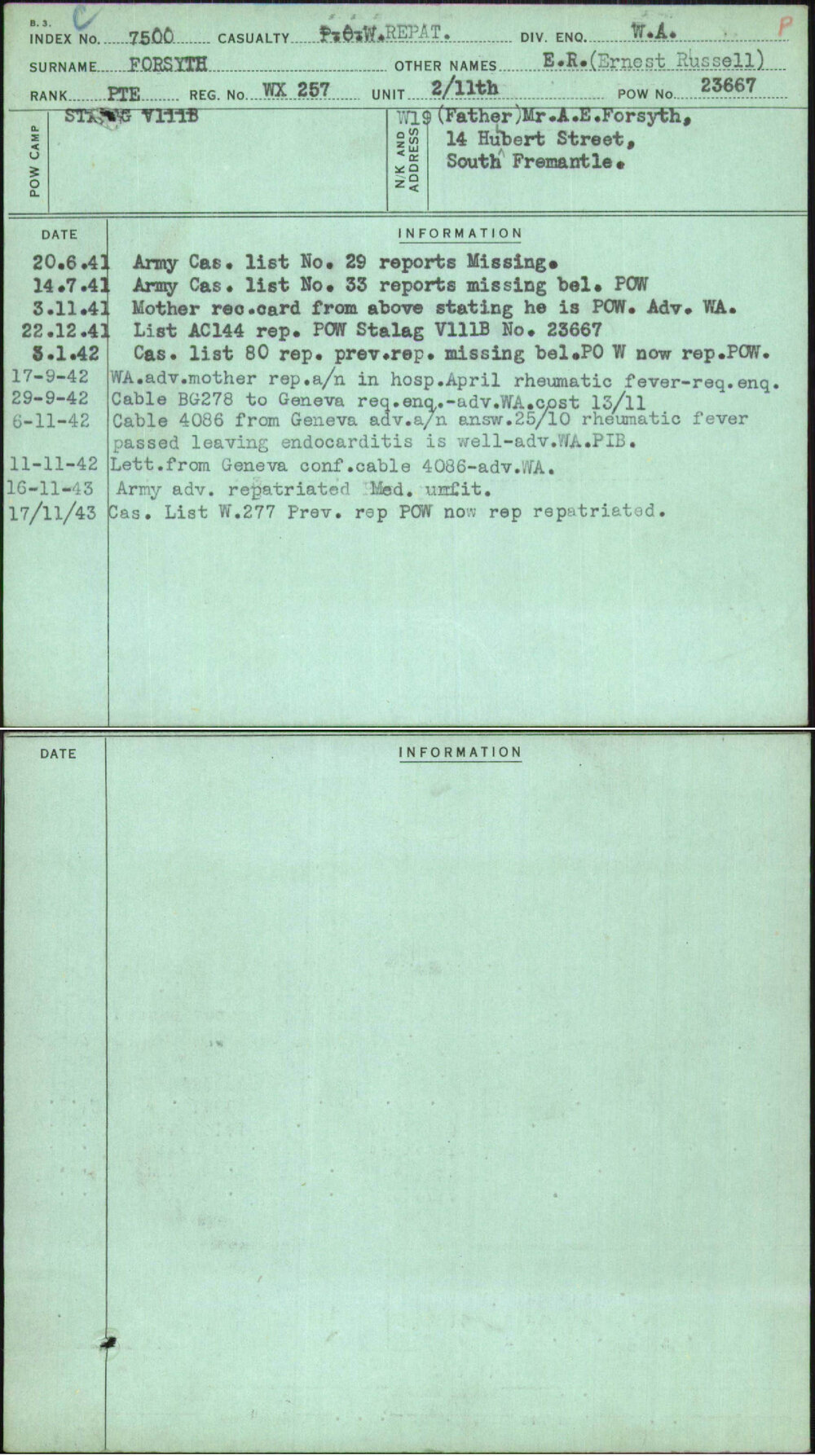 Forsyth, E R (Ernest Russell), WX257