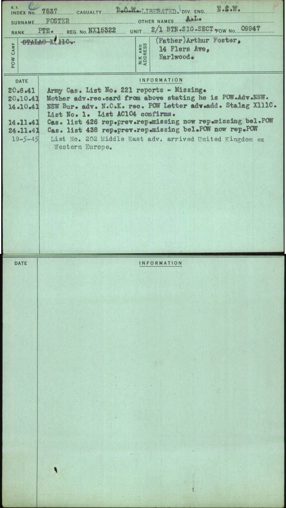 Foster, A L, NX15322