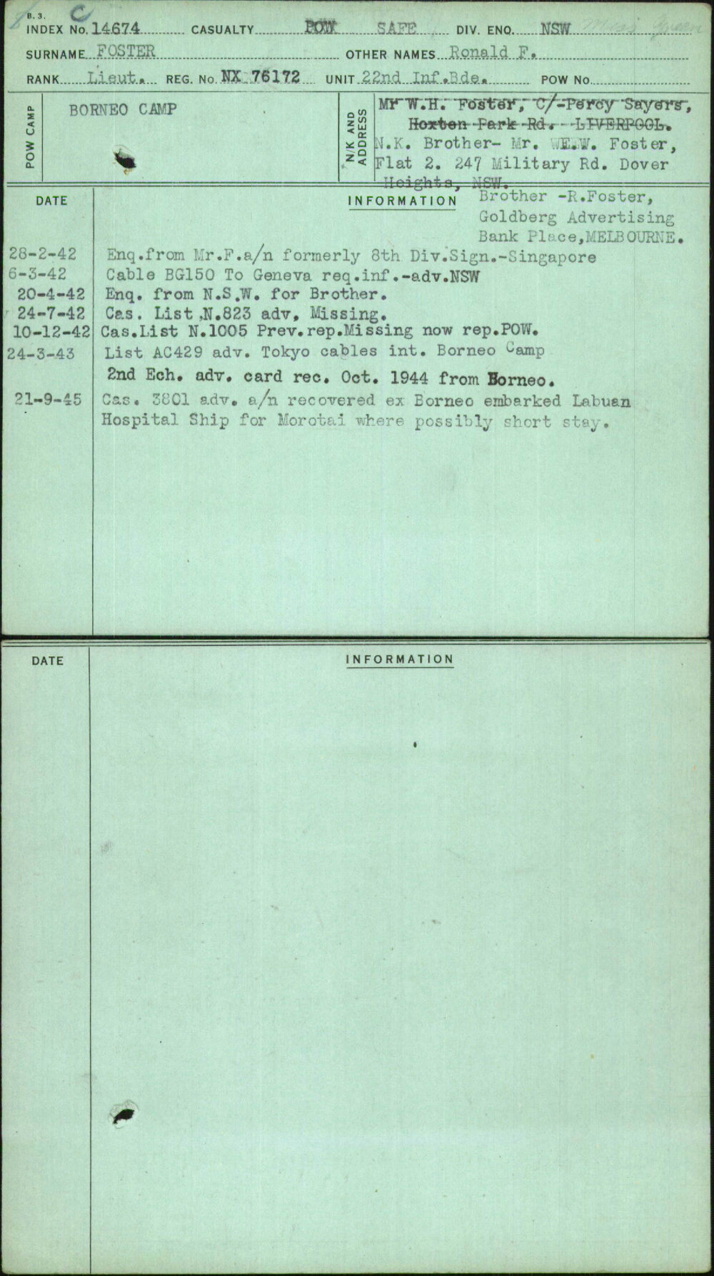 Foster, Ronald F, NX76172