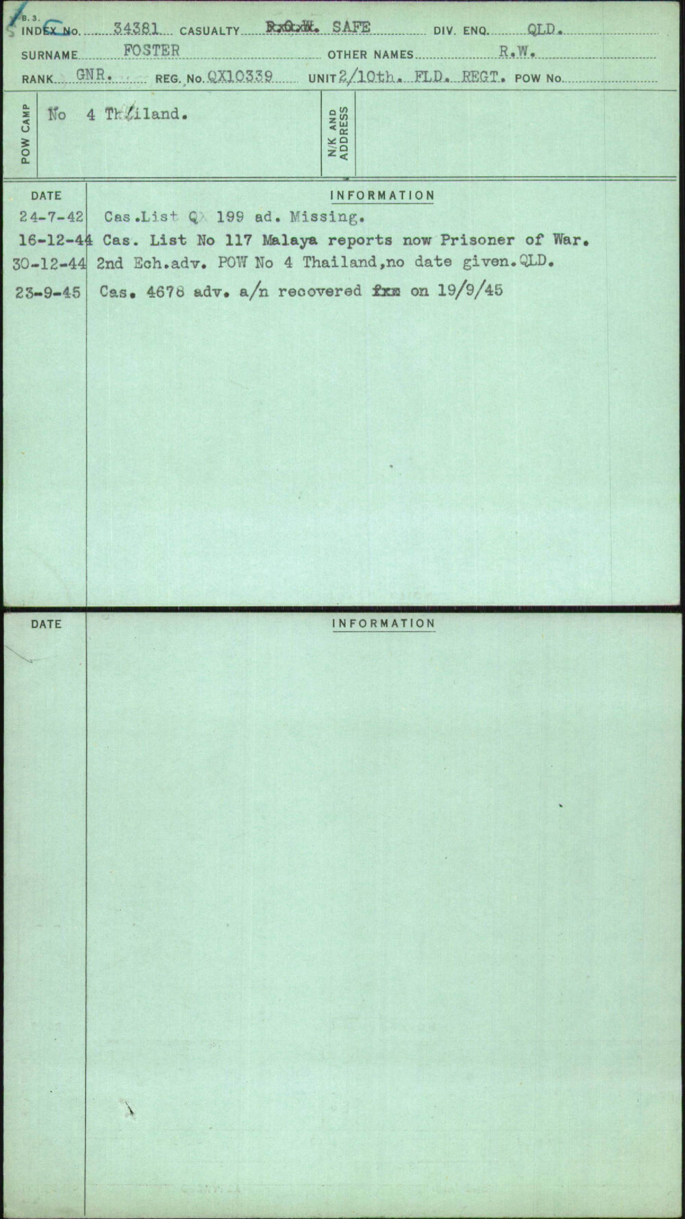 Foster, R W, QX10339