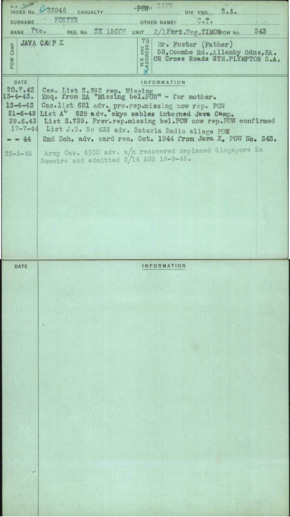 Foster, C T, SX15007