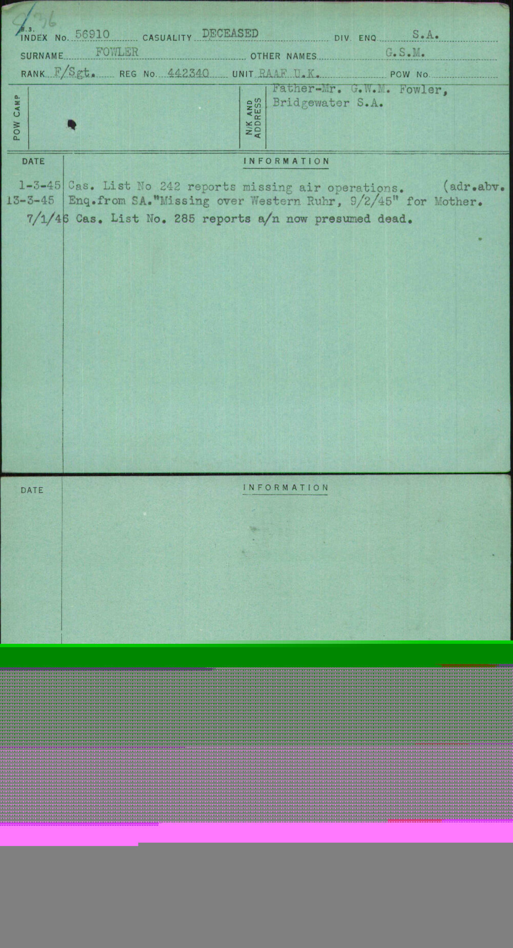 Fowler, G S M, 442340
