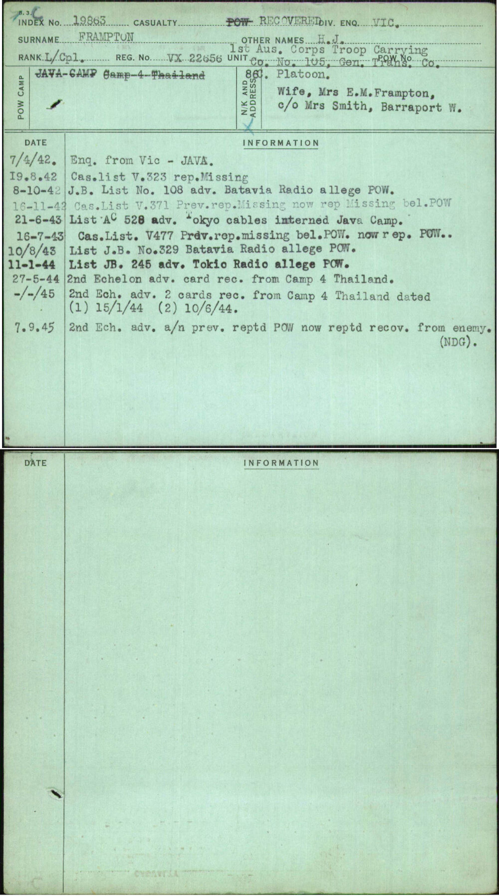 Frampton, H J, VX22656