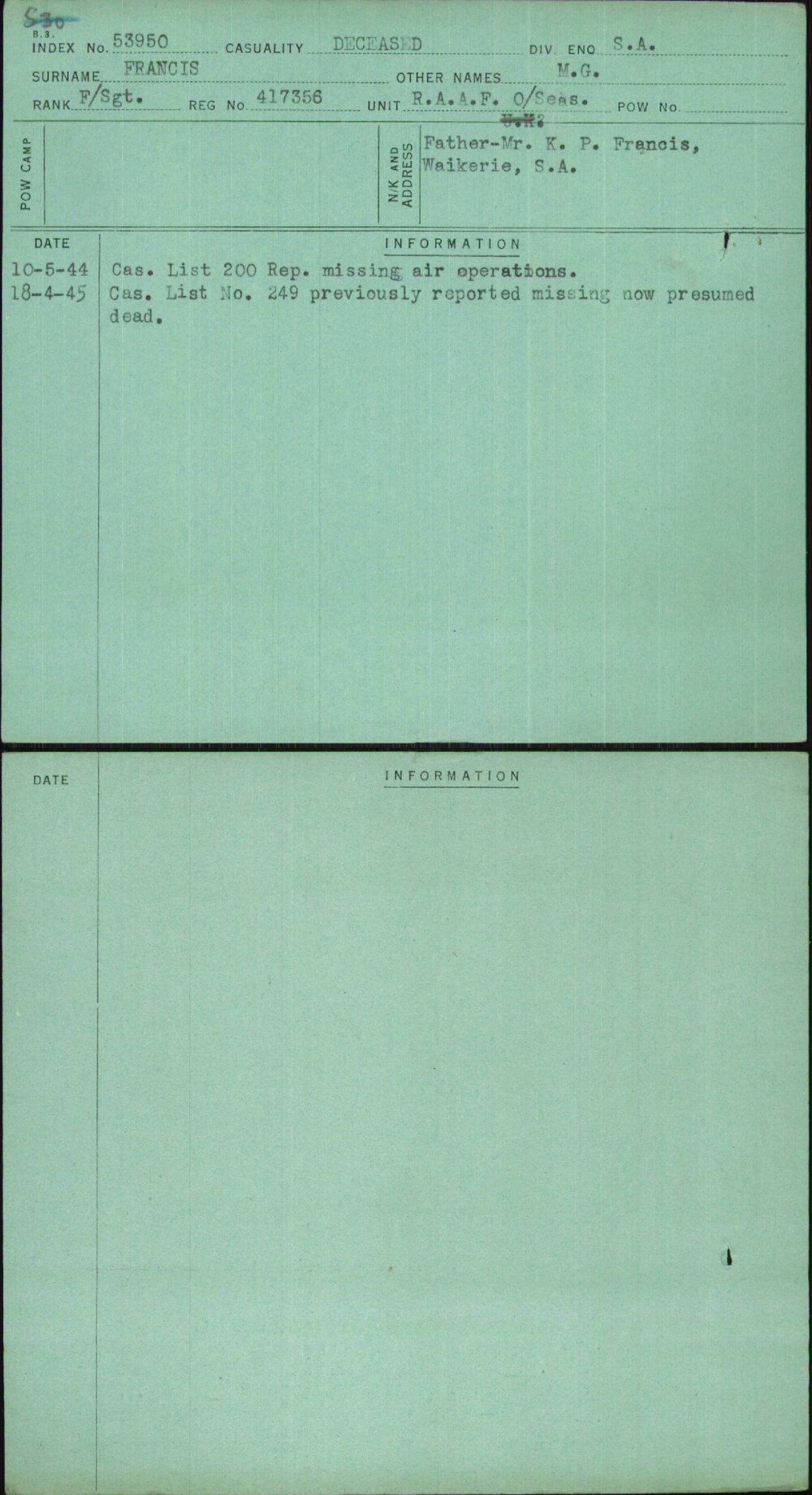 Francis, M G, 417356