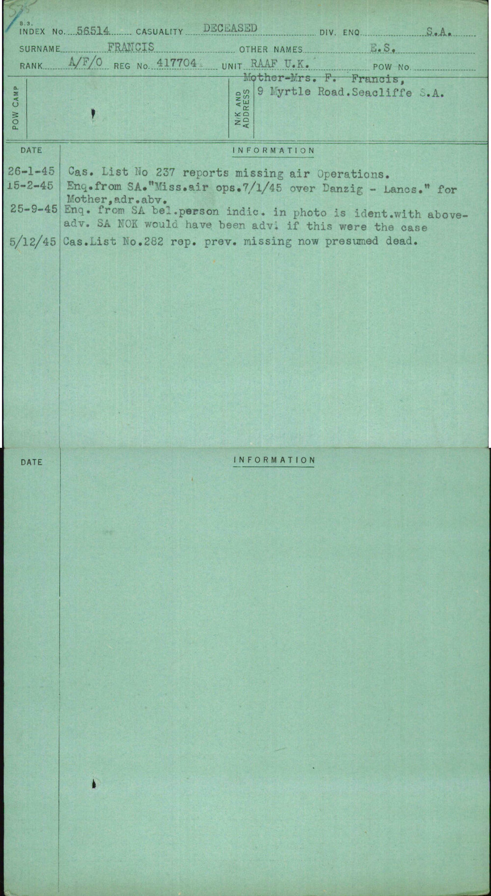 Francis, E S, 417704