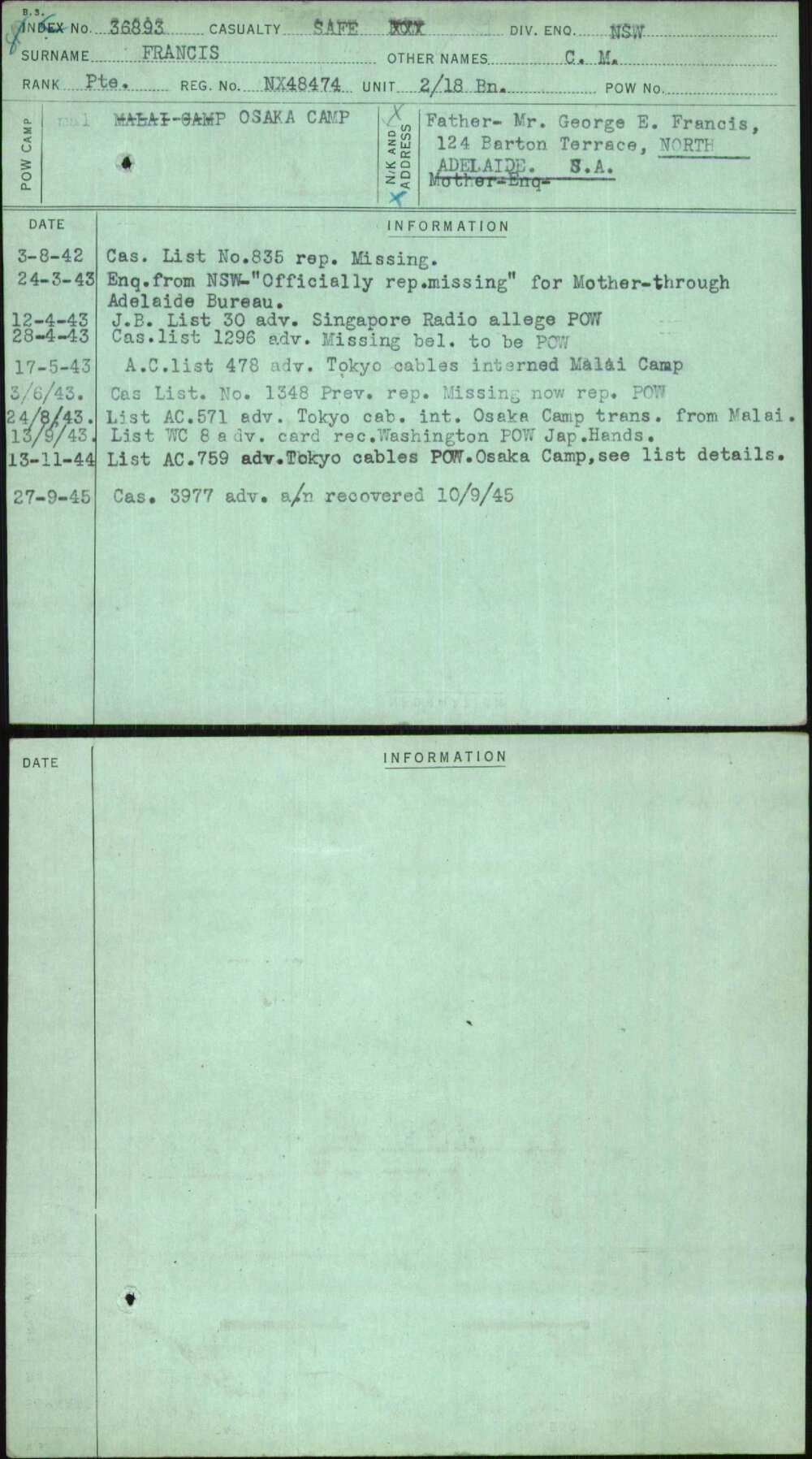 Francis, C M, NX48474