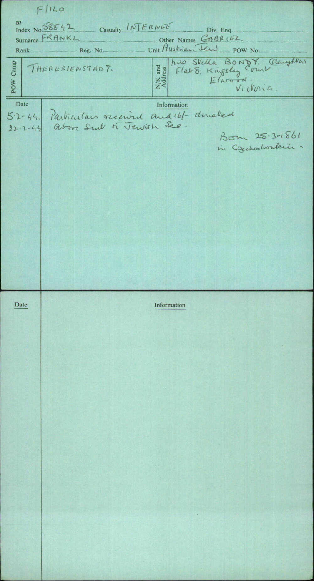 Frankl, Gabriel, [No Service Number]