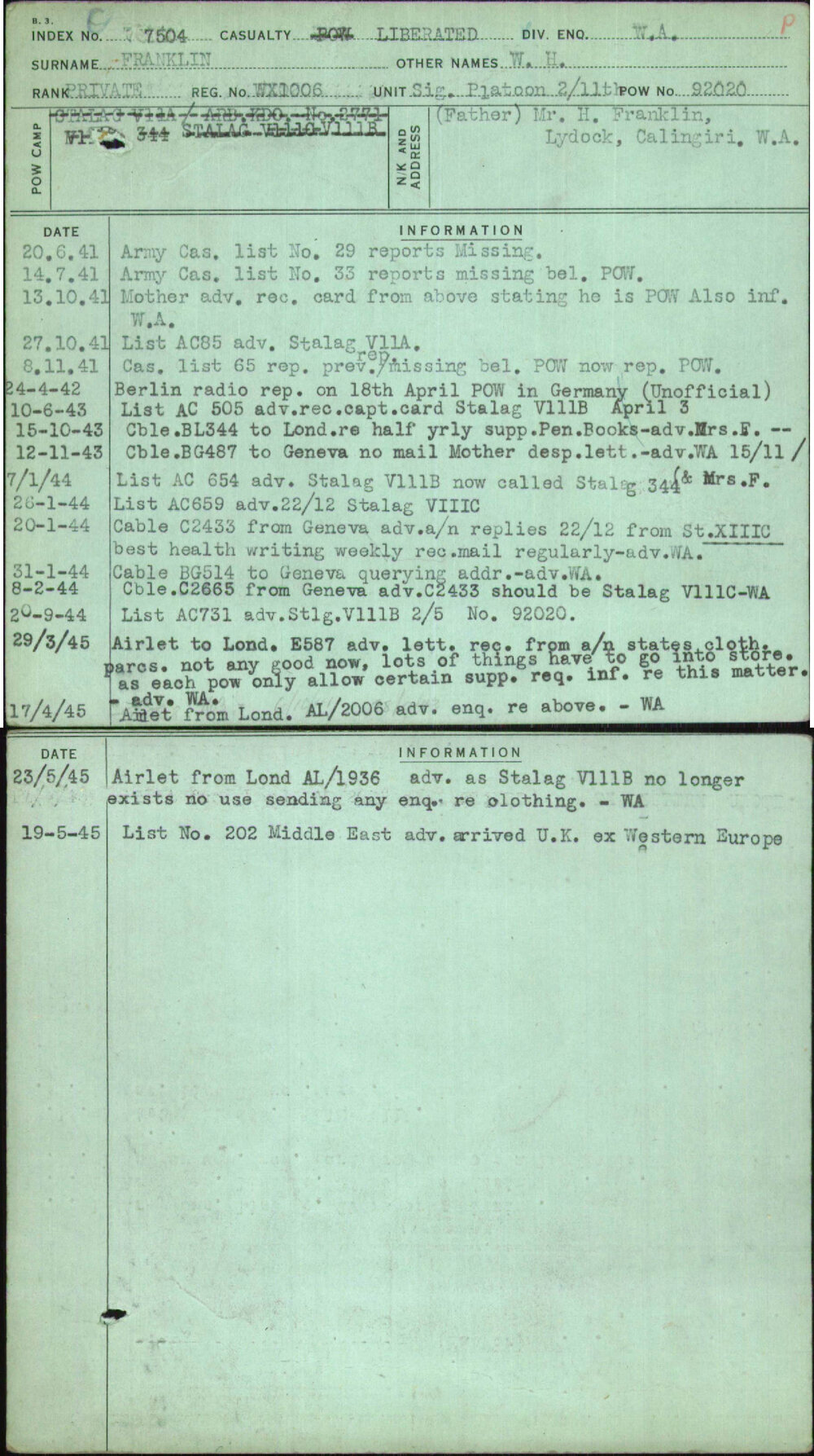 Franklin, W H, WX1006