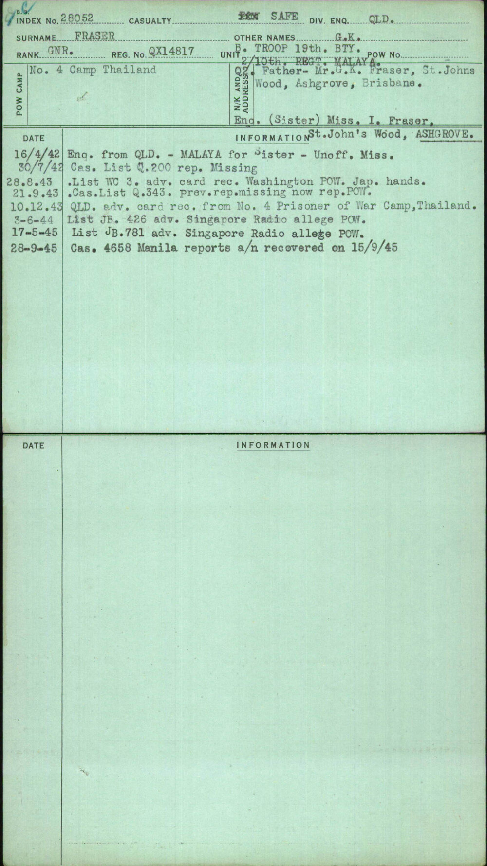 Fraser, G K, QX14817