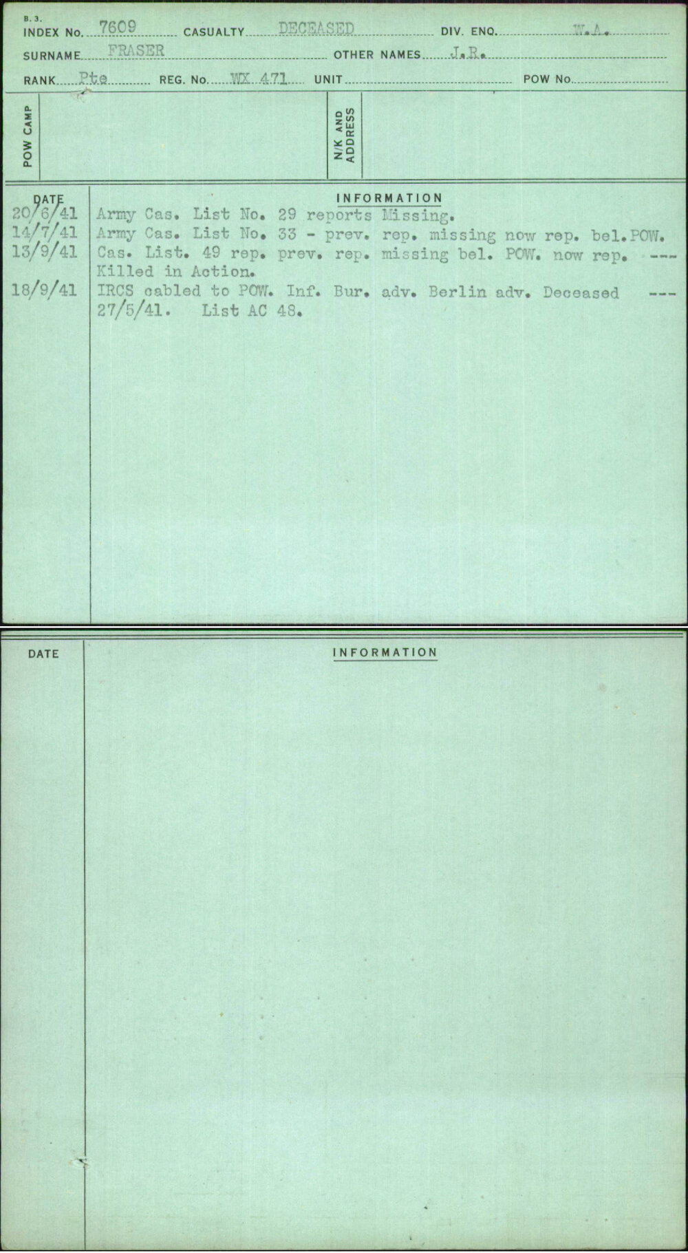Fraser, J R, WX471