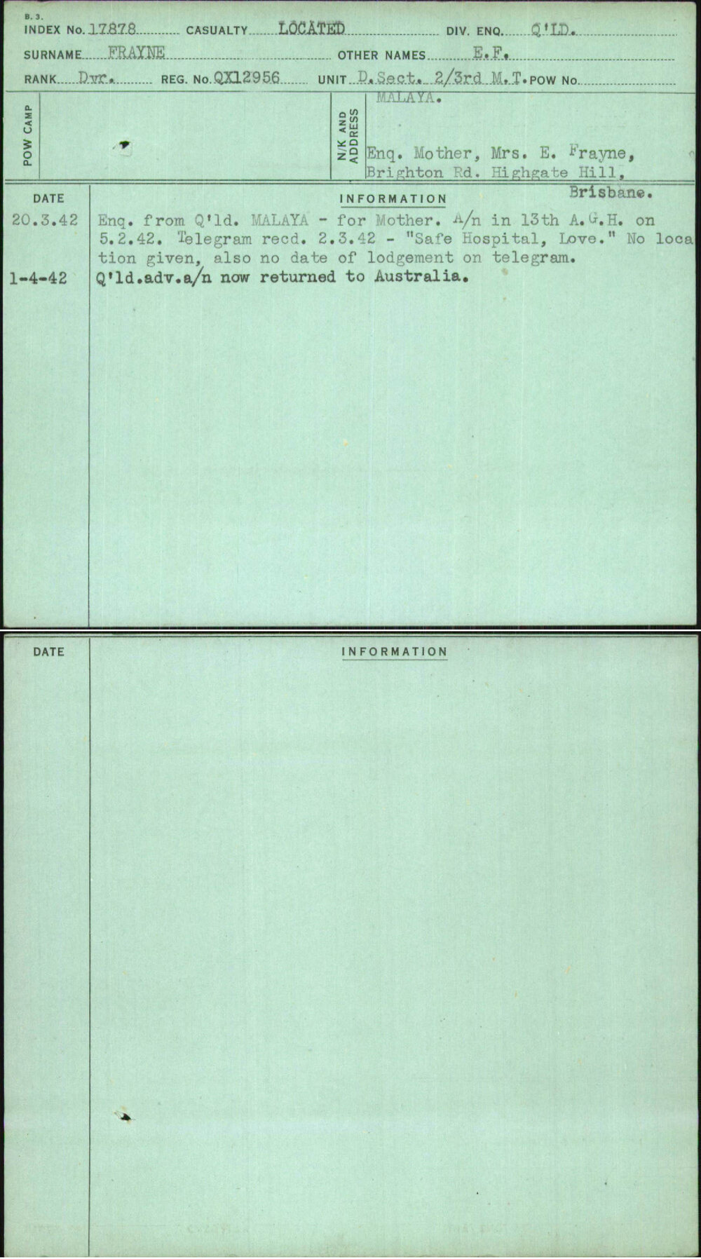 Frayne, E F, QX12956