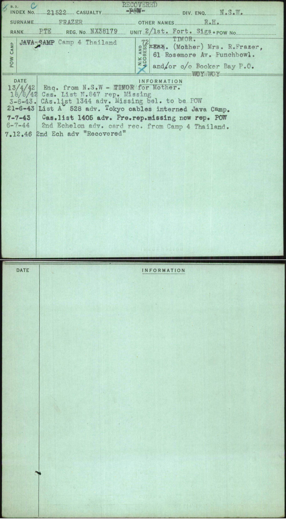 Frazer, R H, NX38179